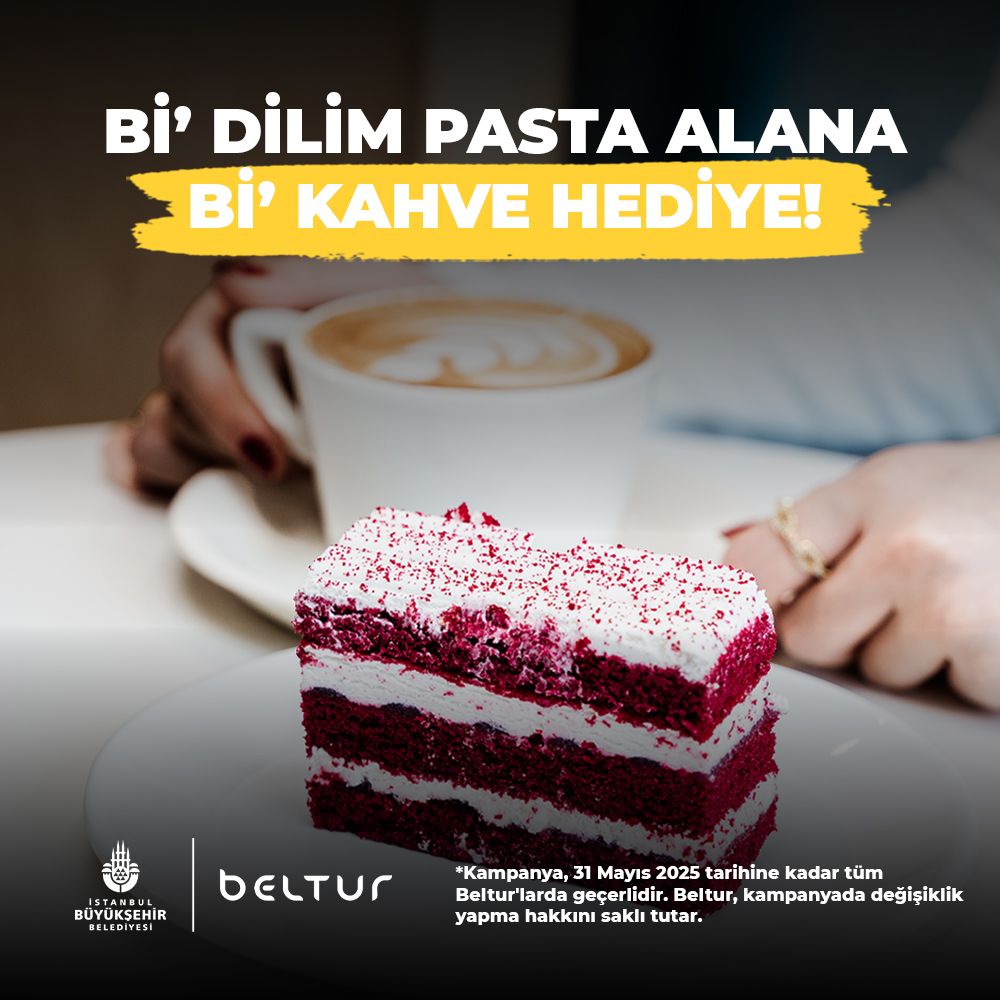 Bi' Dilim Pasta Alana Bi' Kahve Hediye